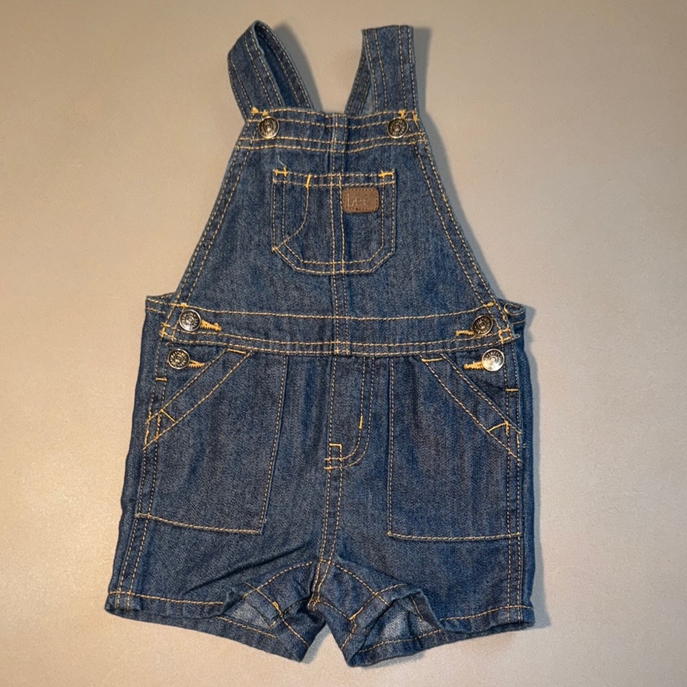 Lee Denim Shorts Overalls with Adjustable Strap 6-9 Months Infant Baby